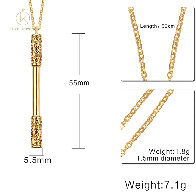 Wholesale 55MM Stainless Steel Monkey King Weapon Golden Bar Pendant Jewelry Gold/Steel Men's Necklace PN-598