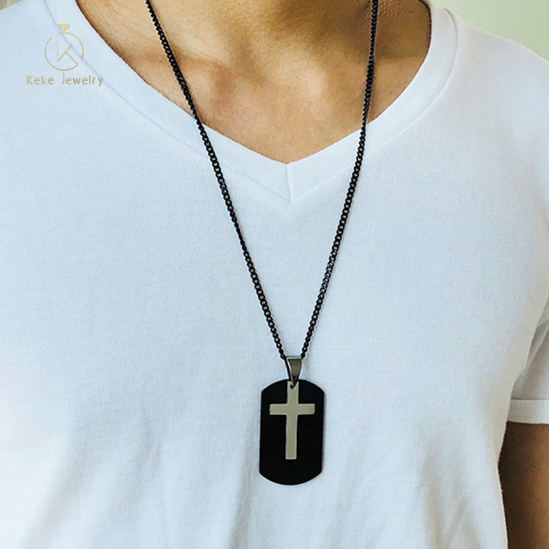 Factory direct Creative design stainless steel cross black/gold men's pendant necklace PN-1079