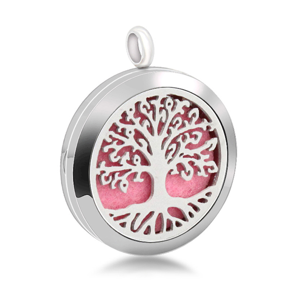 Essential Oil Aroma Necklace Open Locket Pendant, Tree Of Life Pendants Stainless Steel