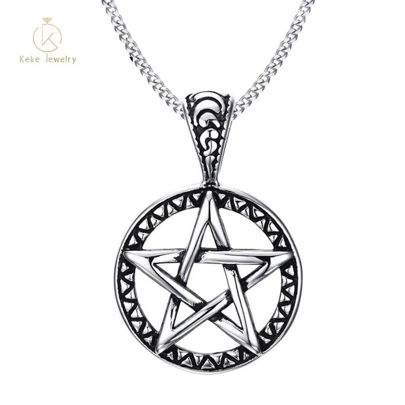 European and American style 45.4MM stainless steel pentagram casting pendant fashion jewelry necklace PN-566