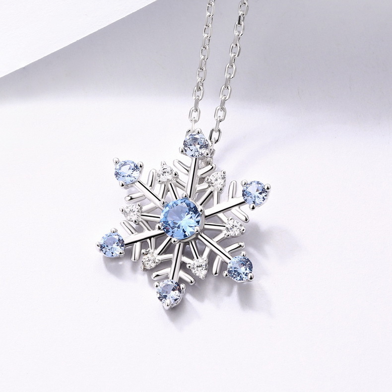 SnowflakeCubic ZirconiaSterling Silver Custom Necklace Pendant