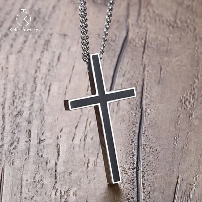 2021 New Design 45MM Stainless Steel Epoxy Cross Pendant European Style Personalized Necklace PN-620