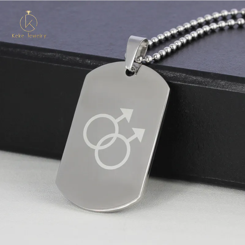 Factory direct Titanium steel customizable logo steel color pendant unisex necklace PPN-016