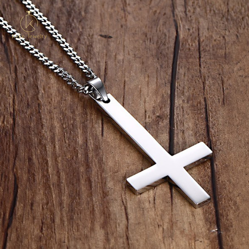 2021 New Product 55MM Stainless Steel Cross Fashion Pendant Men's Black/Meaning/Gold Necklace PN-571