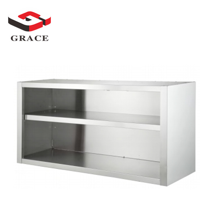 Wall mounted 2 tier open storage cabinet for cafe kitchen restaurant
