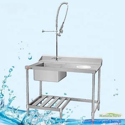 Grace Stainless Steel Single Sink Dirty Dish Cleaning Working Table/Kitchen Laundry Sink Bench