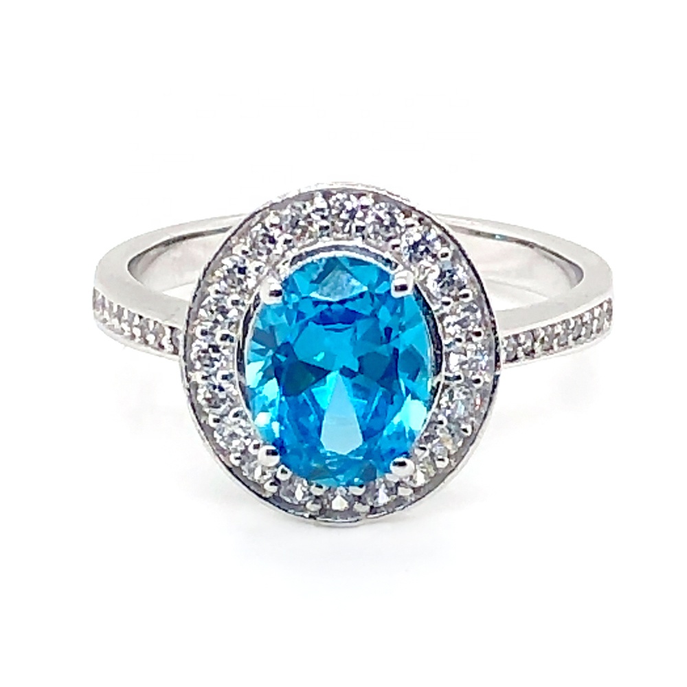 Blue Diamond Wedding Rings For Women, Silver 925 Rings Blue Topaz