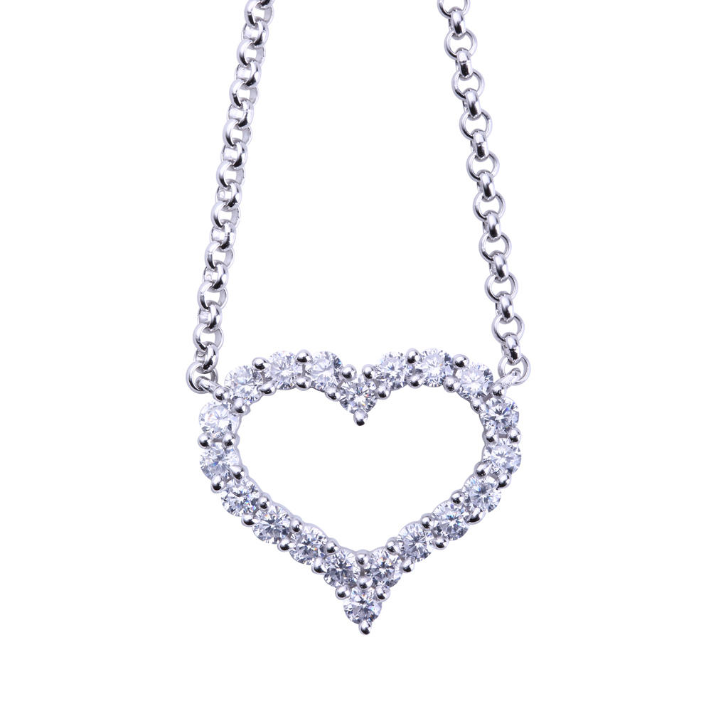 Custom Hollow Design Long Chain Mom Heart Necklace Silver 925