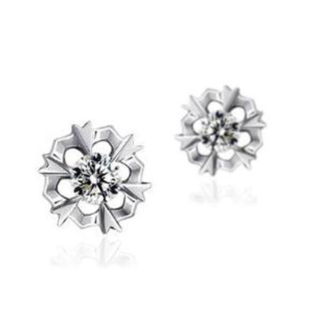 Cute 925 Silver Cubic Zirconia Snowflake Earrings Stud For Girls