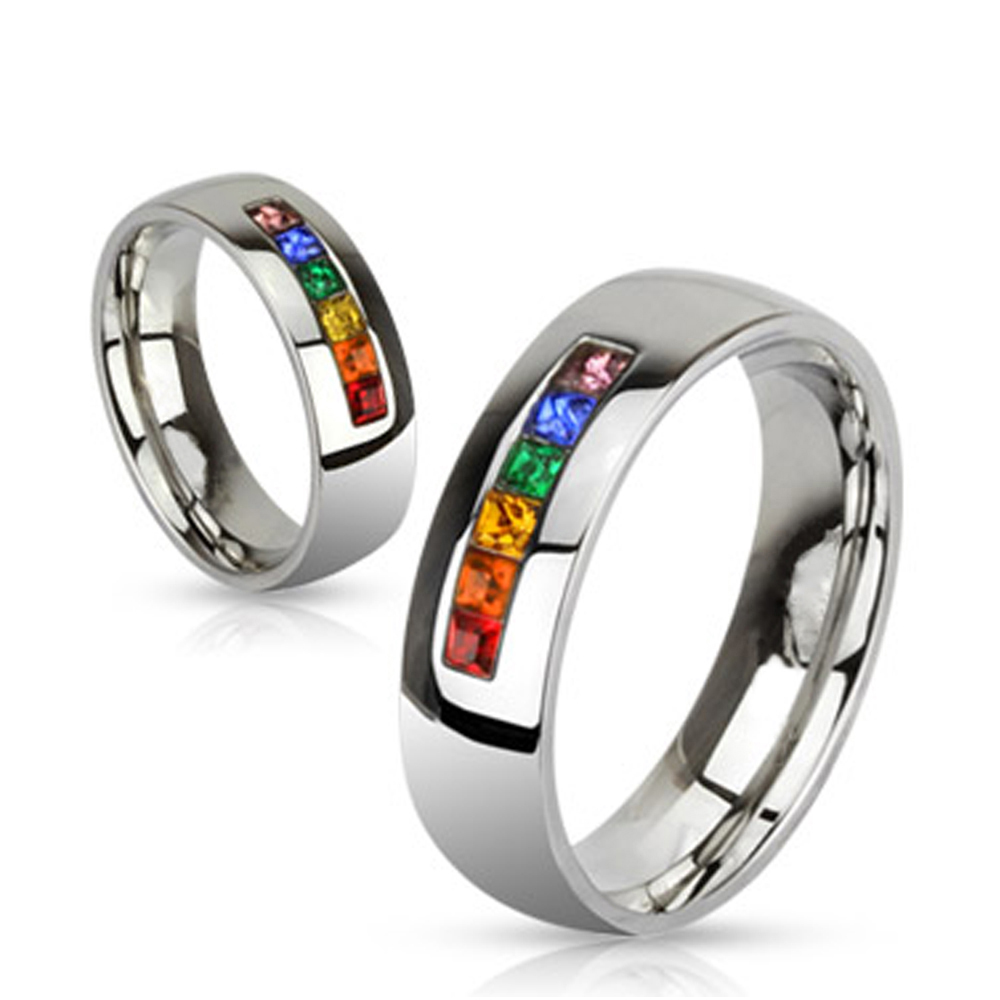 Custom Design Couple Colorful Lgbt Pulsera Ring Stainless Steel