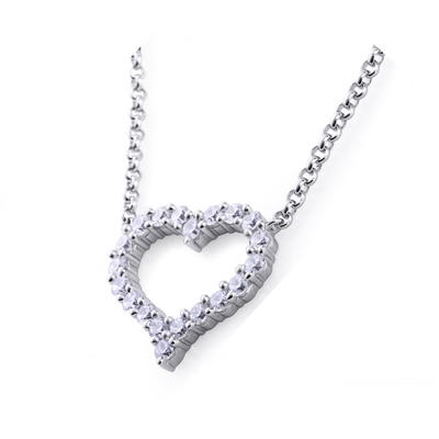 Fashionable Girly Love Chain Heart Necklace 925 Sterling Silver Jewelry