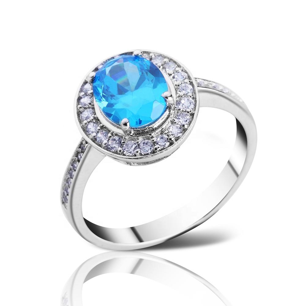 product-BEYALY-Blue Diamond Wedding Rings For Women, Silver 925 Rings Blue Topaz-img-2
