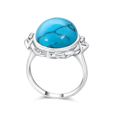 High Quality Silver Blue Stone Finger Ring Designs For Girls