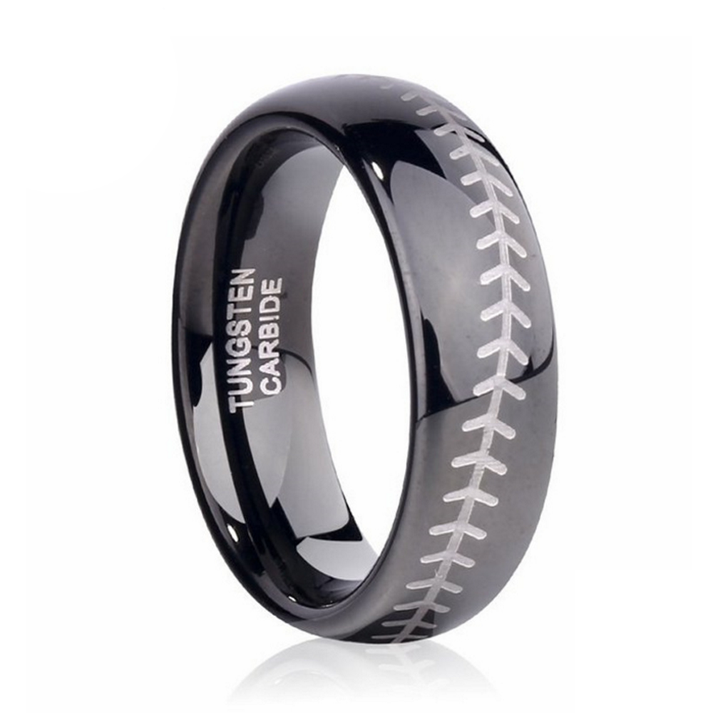 product-Custom Black Or Blue Baseball Ring, Inscribed Oem Tungsten Steel Ring-BEYALY-img-3