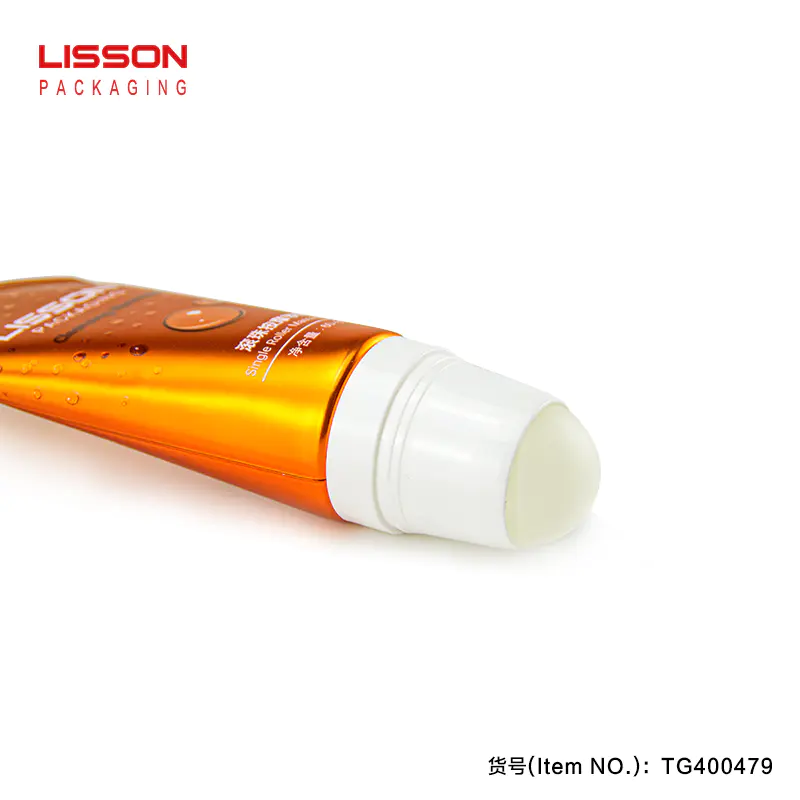 Innovative cosmetic tube packaging with single roller massage ball for skincare