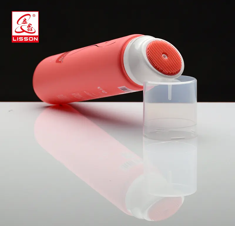 100ml offset printing facial cleaning plastic test tube container with brush cap