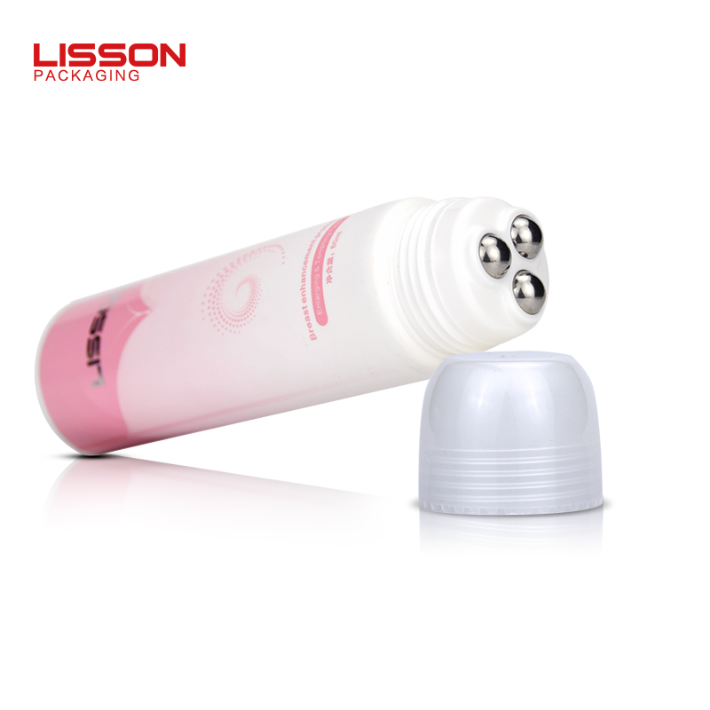 60g empty custom cosmetic massage tube packaging with roller ball for Bust Serum