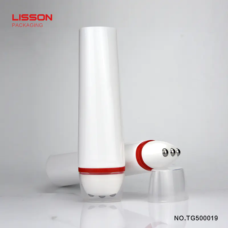 120ml 200ml ovalplastic cosmetic massage tube packaging with 3 ball roller applicator