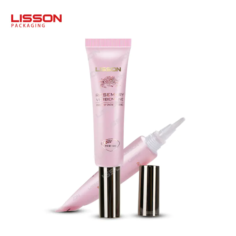 OEM 15ml empty cosmetic lip gloss tube packaging with soft flat silicone brush for essence