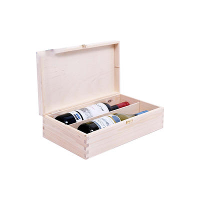 Hot sale Simple useful 2 bottle 750ml packing wooden wine boxes