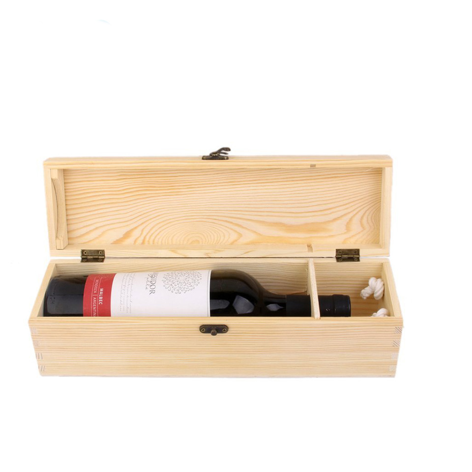 Simple and useful Low price single bottle wooden wine box