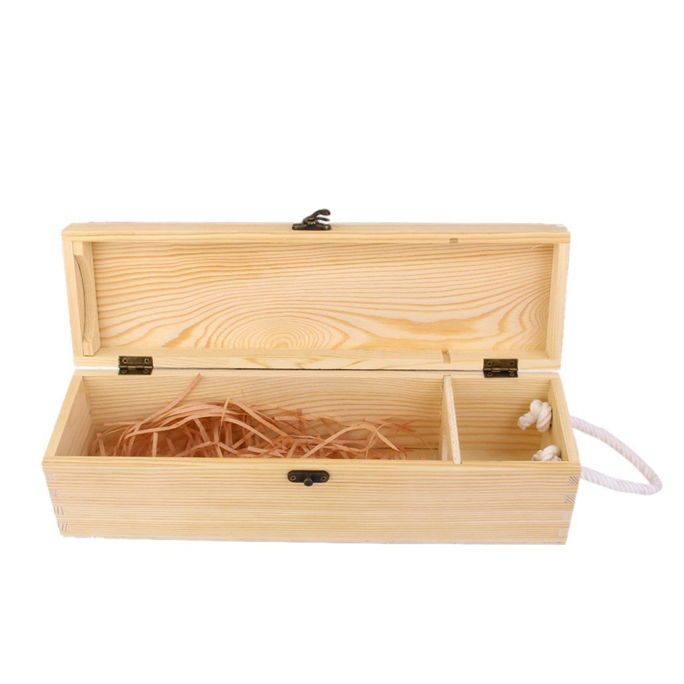 New design simple useful750ml one bottle pine wooden wine box