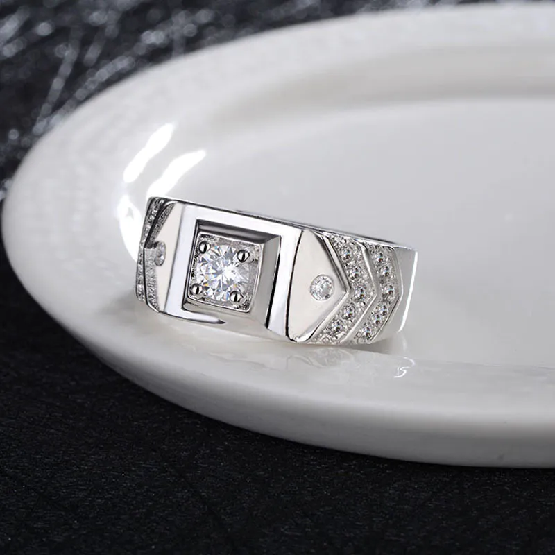 High Quality 925 Sterling Silver Cubic Zirconia Men Husband Engagement Rings