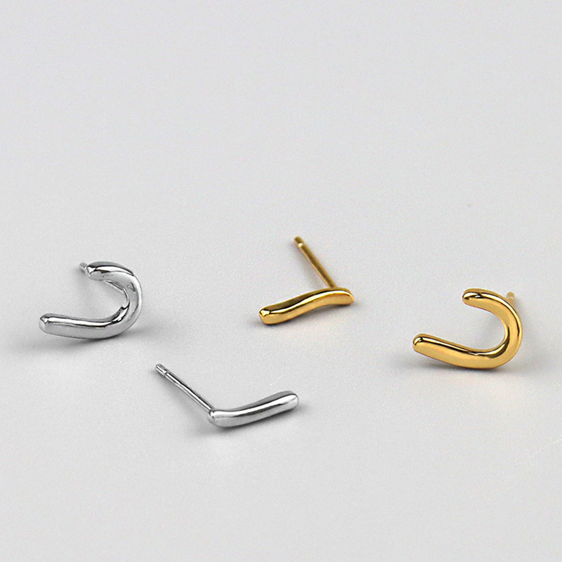 925 sterling silver two color mini i j letters earrings
