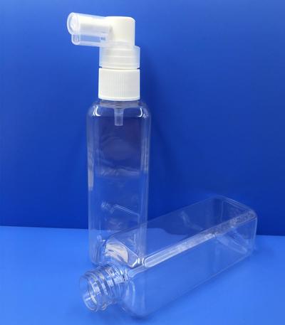Plastic pet bottle clear square 100ml pet bottle with pump dispenser