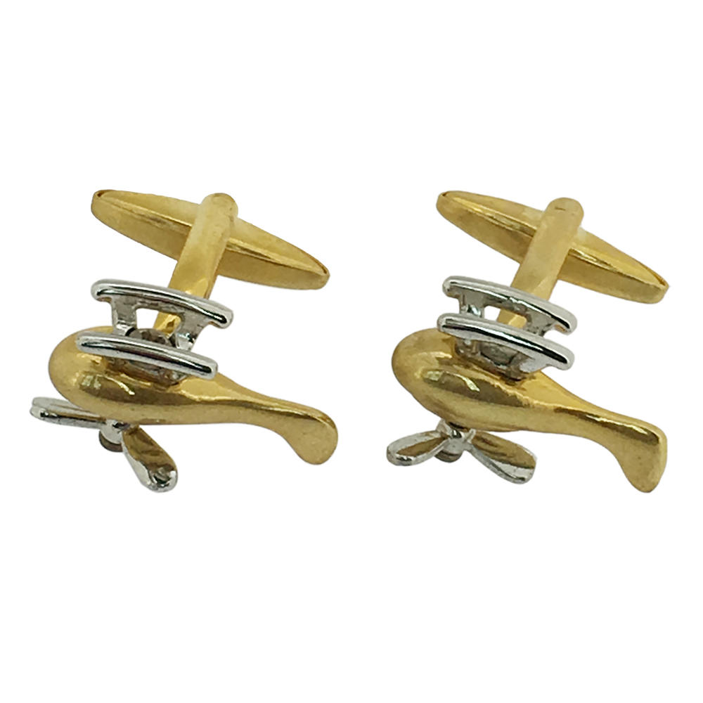 product-BEYALY-Excellent gold color helicopter cufflink and tie pin set-img-2