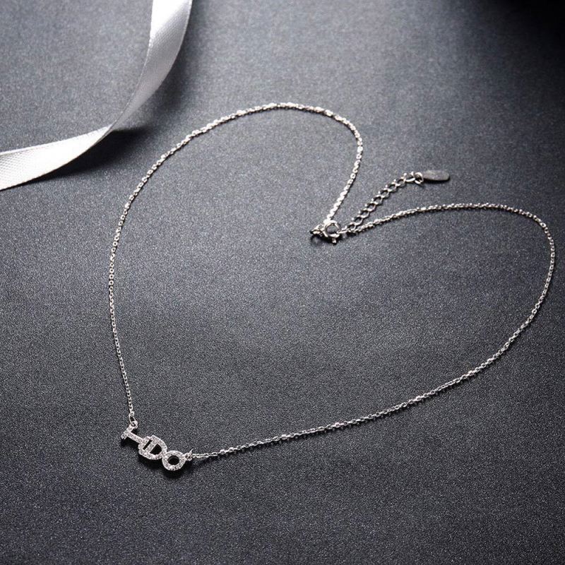 Stylish Letter Jewelry Zircon Silver 925 O-Chain Necklace With Collana