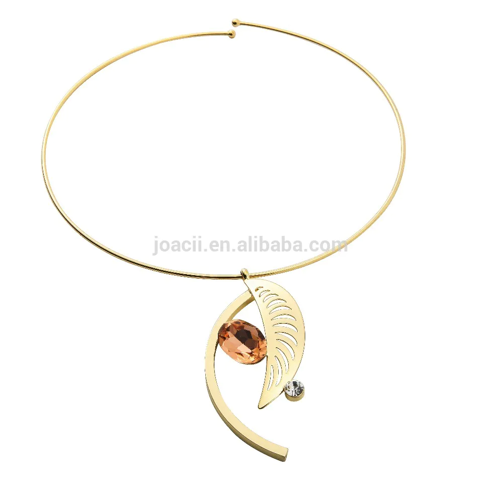 Joacii Special Design Oval Cut Crystal 18K Gold Plated Copper Alloy Pendant Necklace