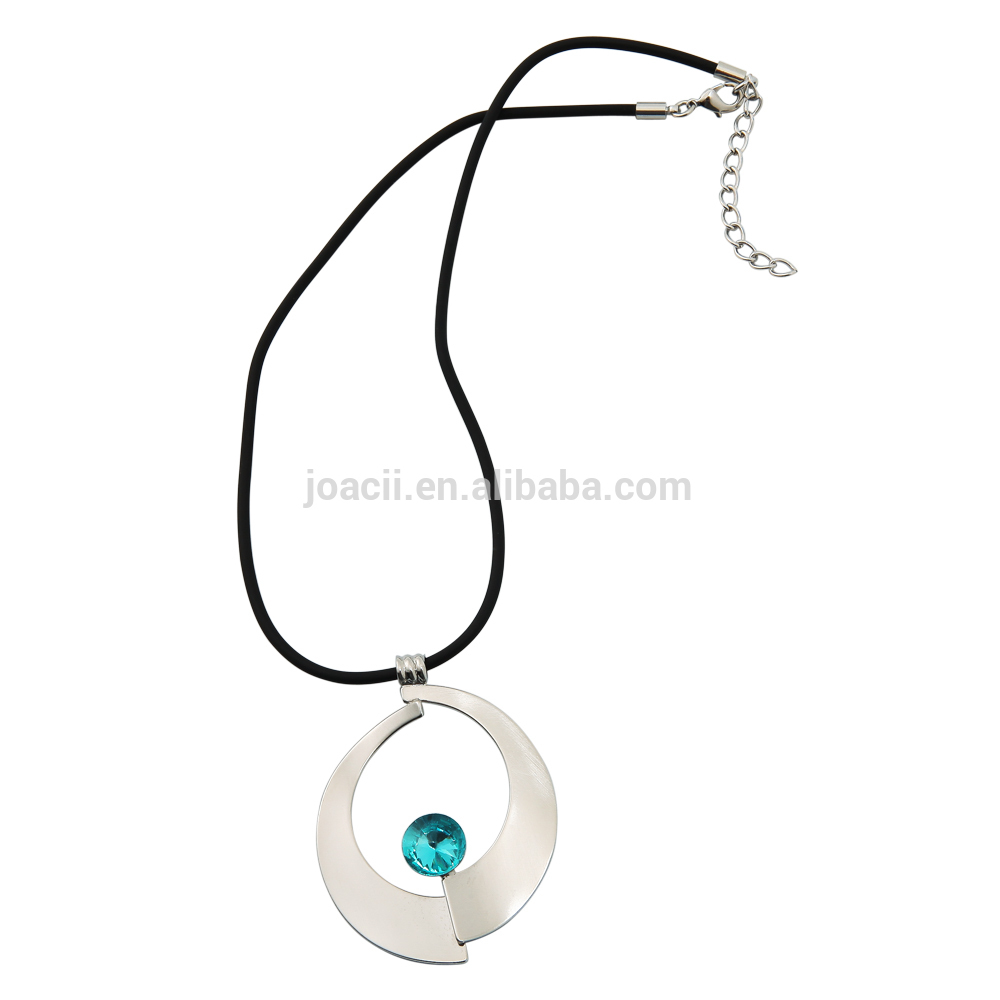 Joacii Customs925 Sterling Silver Jewelry Pendant Women Round Blue Crystal Necklace With Guldplaterade Smycken