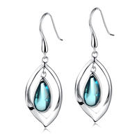 Fashion Custom Design Silver Crystal Stone Eye Earrings Drop For Women