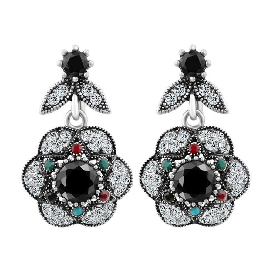 Bohemian Jewelry Pendant Earrings, Crystal Flower Earrings, Resin Pendant Earrings Wholesale