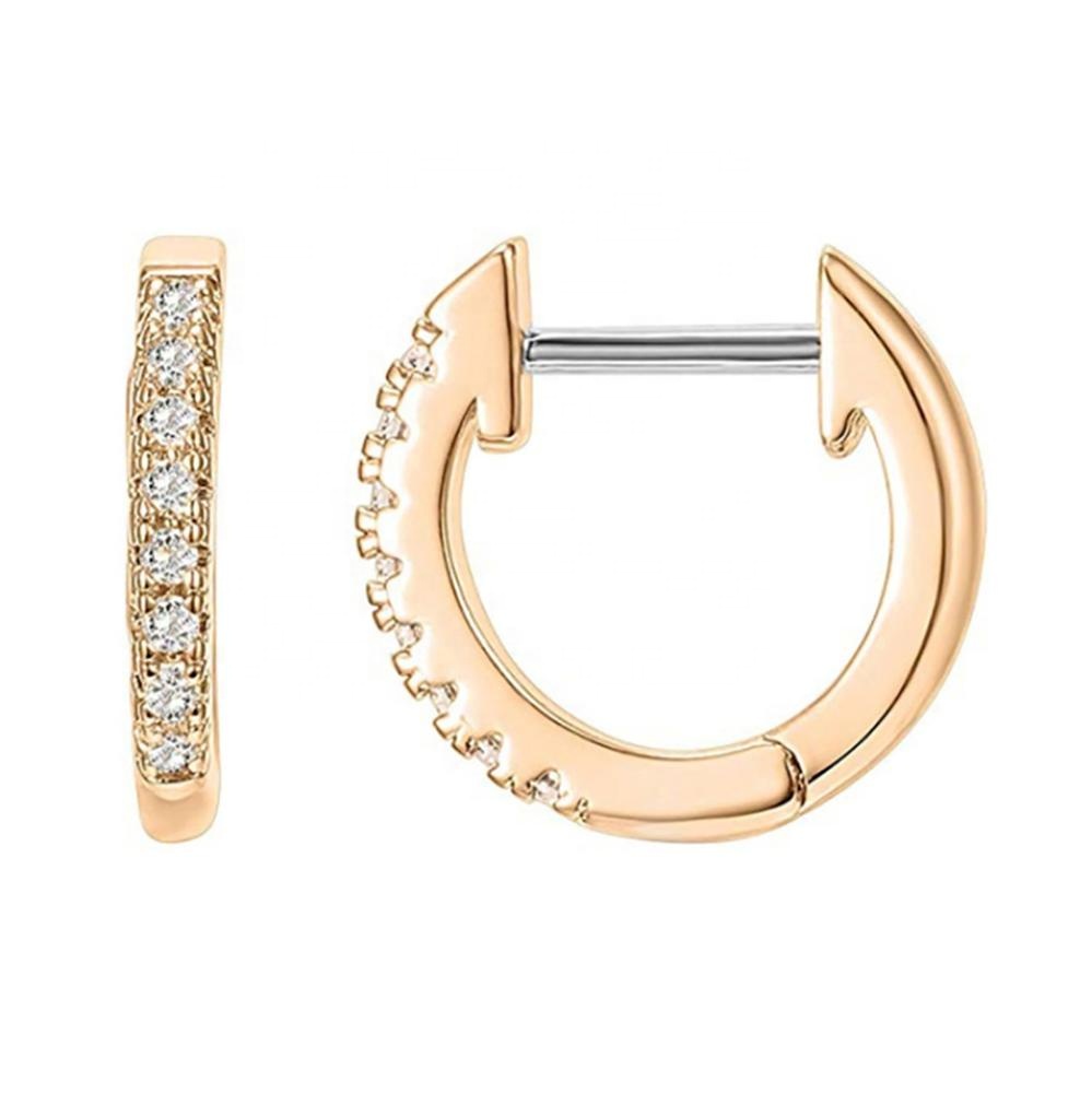 Small Size 14K Gold Plated Crystal Quartz Cuff Earrings Huggie Stud