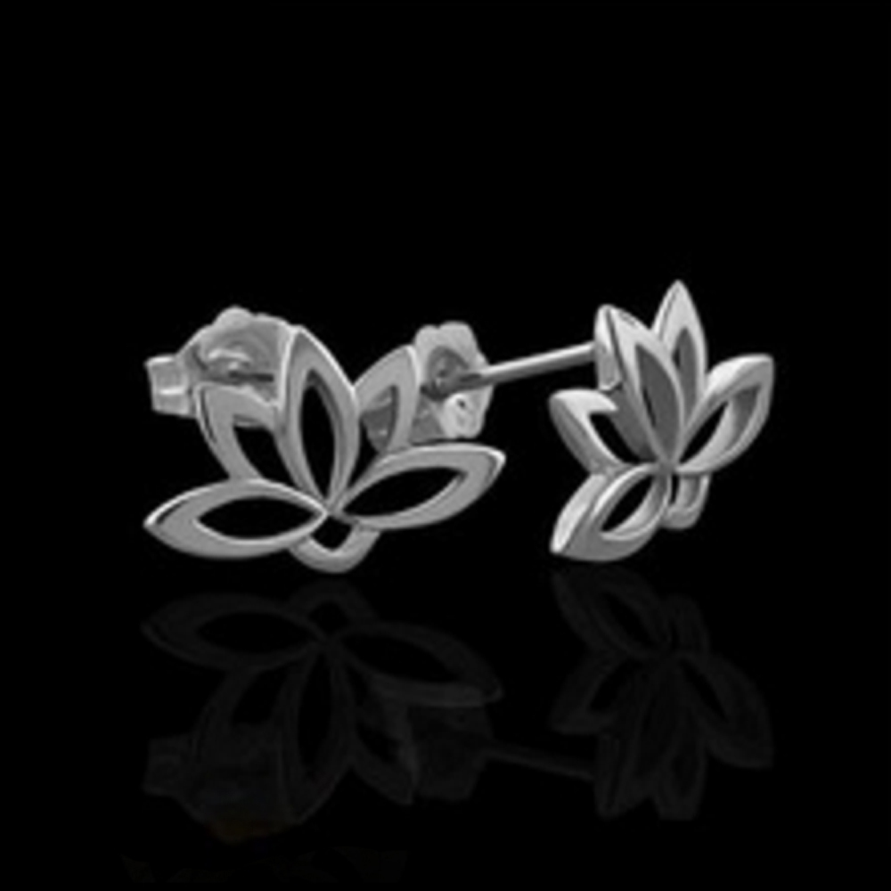 Wholesale simple lotus flower genuine 925 sterling silver earring