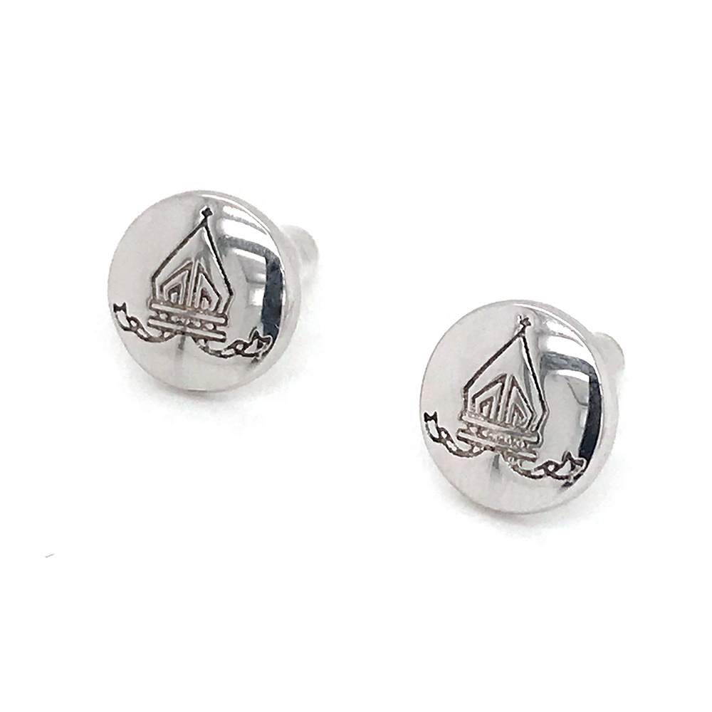 Silver Clown Coin Earrings, Engraved Clown Face Earrings For Men