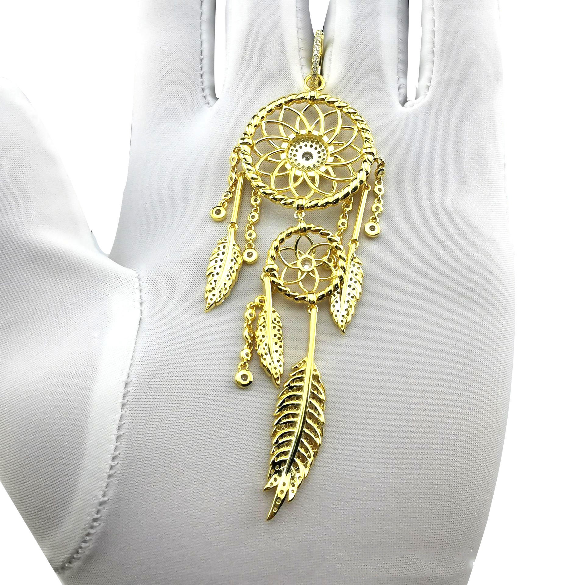 product-BEYALY-Brilliant Cz Feather New Design Gold Jhumka Earrings Saudi Gold Jewelry Hot Sale-img-2