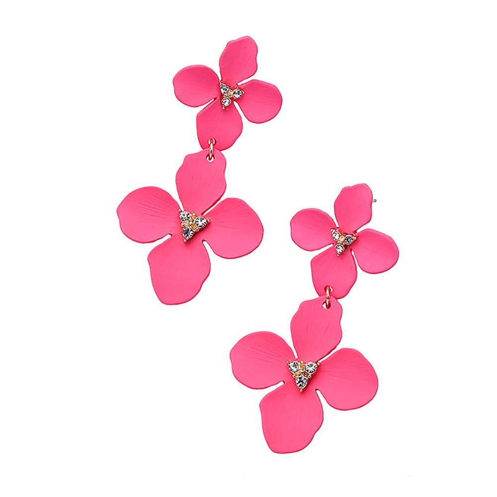 product-BEYALY-925 Silver Needle Pink Girl Instagram Artistic Flower Diamond Studs Female Earrings-i-2