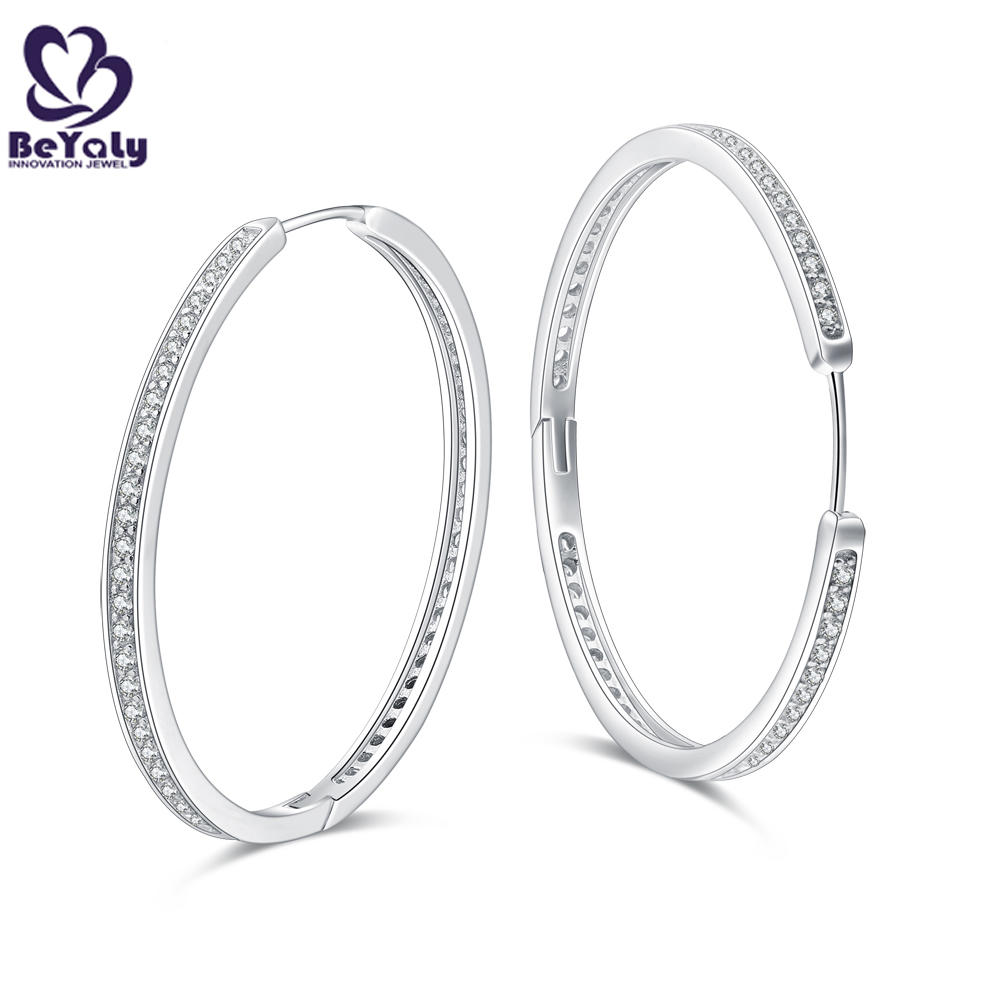 product-BEYALY-Elegant cubic zircon big hoop silver cheap clip earrings-img-2