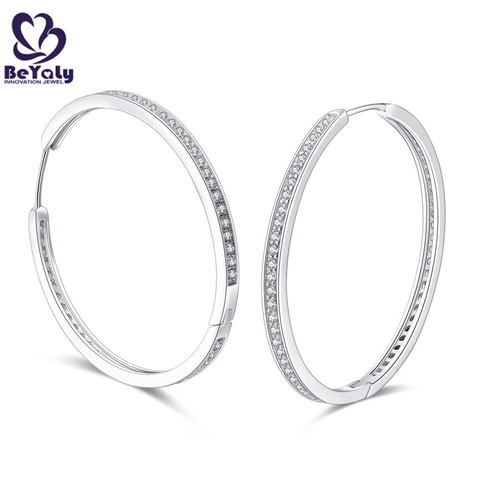 Elegant cubic zircon big hoop silver cheap clip earrings