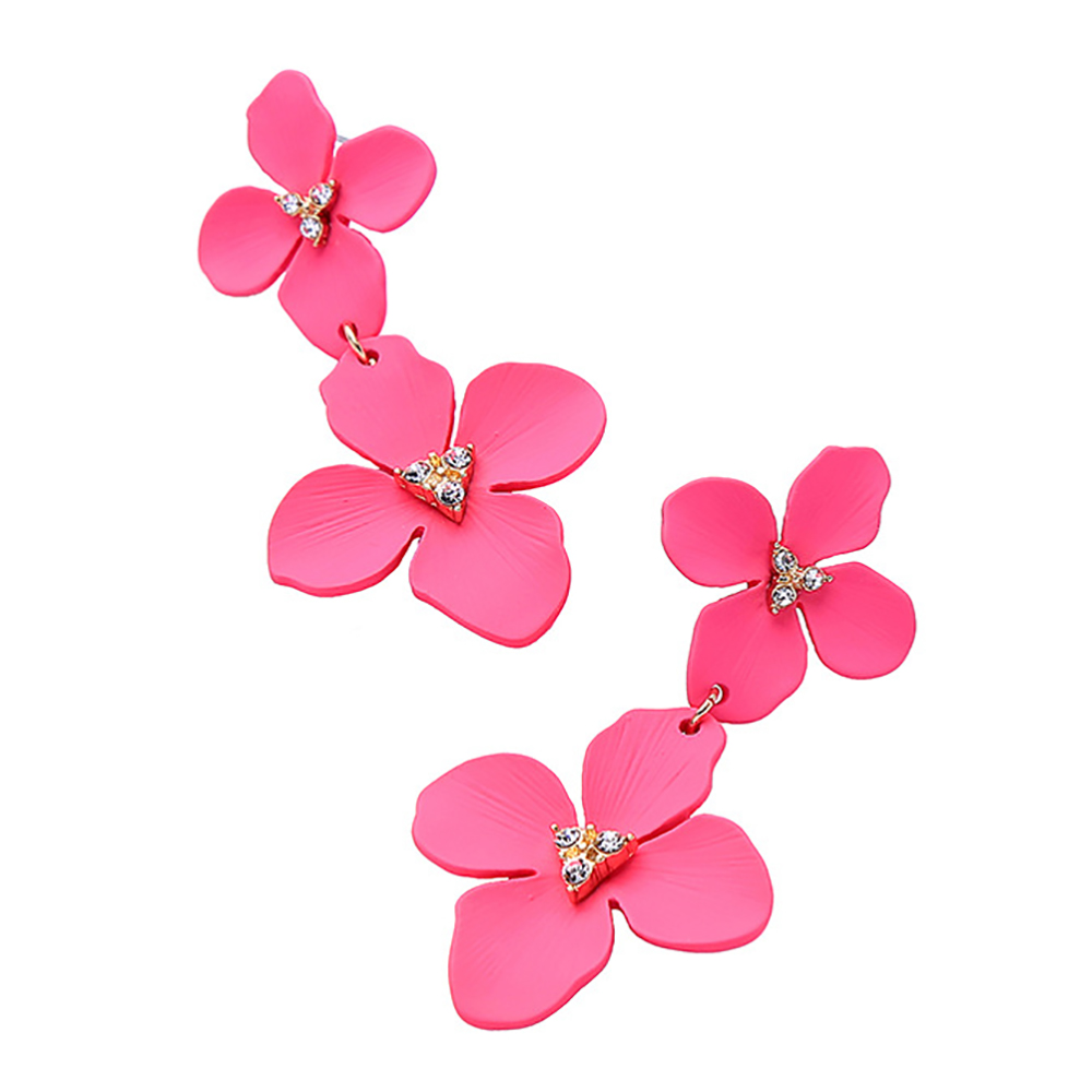 925 Silver Needle Pink Girl Instagram Artistic Flower Diamond Studs Female Earrings