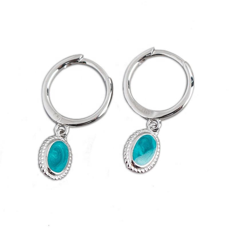 product-BEYALY-Starry Sky Green Enamel S925 Earrings, Gold Plated Jewelry Buckle Earrings Custom-img-2