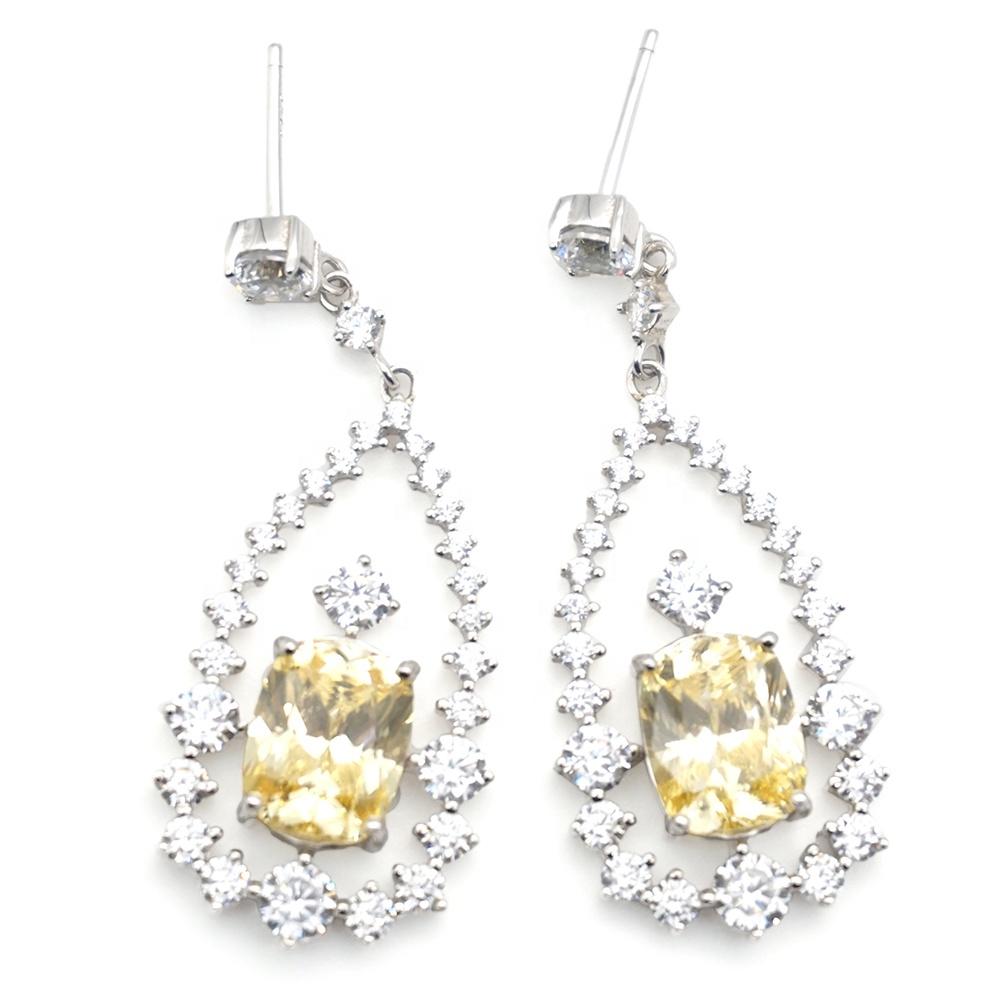 product-Geometric Luxury Crystal Pendant Earrings, Womens Prom Jewelry-BEYALY-img-3