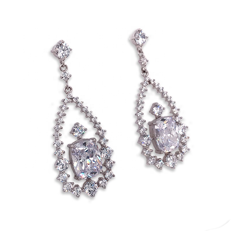 Geometric Luxury Crystal Pendant Earrings, Women's Prom Jewelry