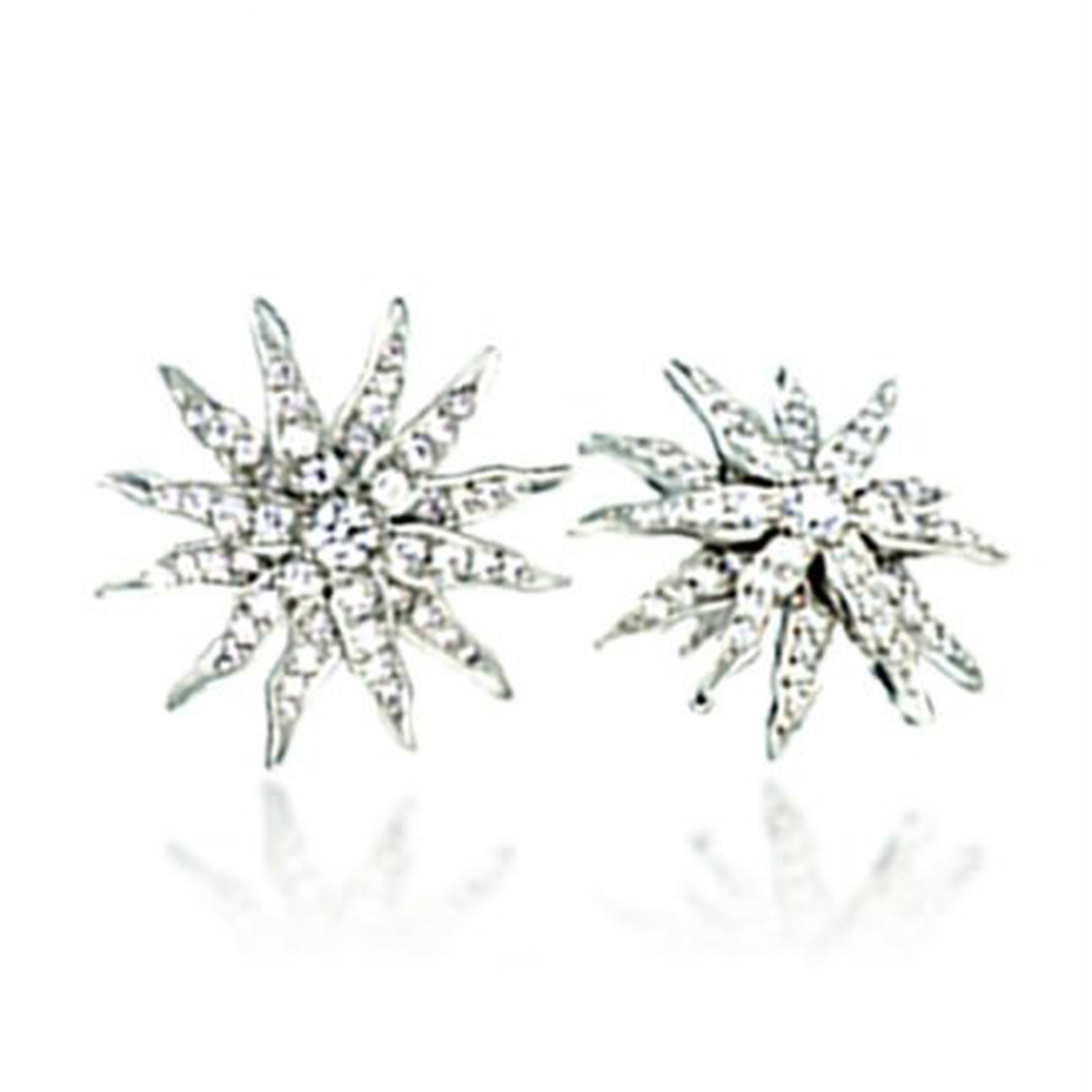 Sun shape design cubic zirconia silver vietnam jewelry earrings