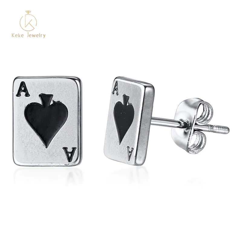Wholesale Stainless Steel Stud Earrings with a of Spades Pattern ES-250