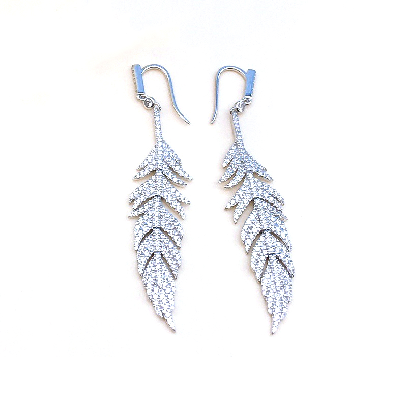 Hot Sell Nice Wing Feather Jewellery Silver Earrings Women
