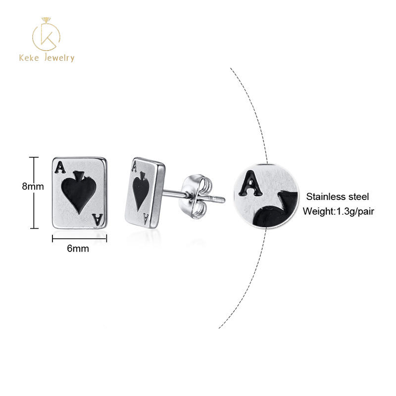 Fashion Stainless steel stud women earring with A of Spades pattern